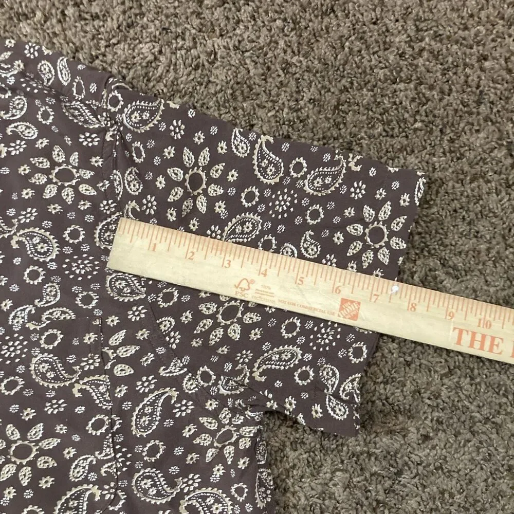 Levi's Men's Relaxed Fit SS Camp Button-Down Brown Paisley Shirt Size Medium